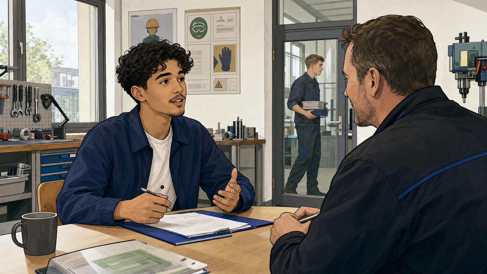 Illustration zu Bewerbung, Berufsschule und Deutsch für Ausbildung